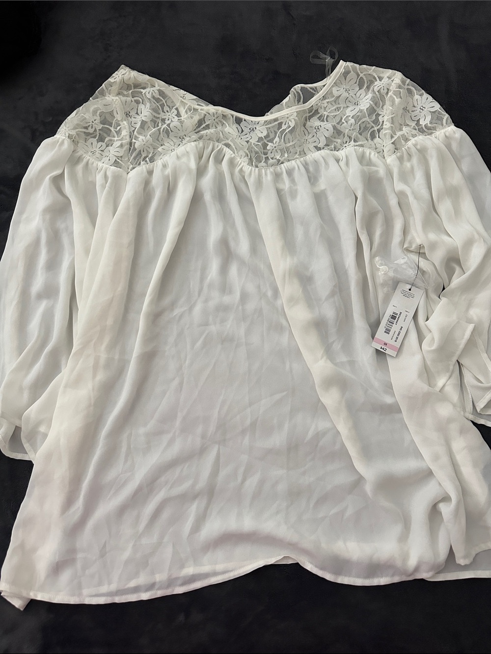 Women’s White Lace Yoke Blouse